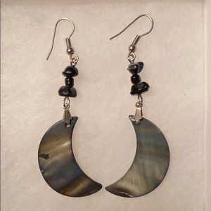 Oyster shell moon earrings